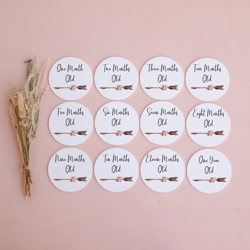 Acrylic Monthly Milestone Disc Set - Boho Arrow