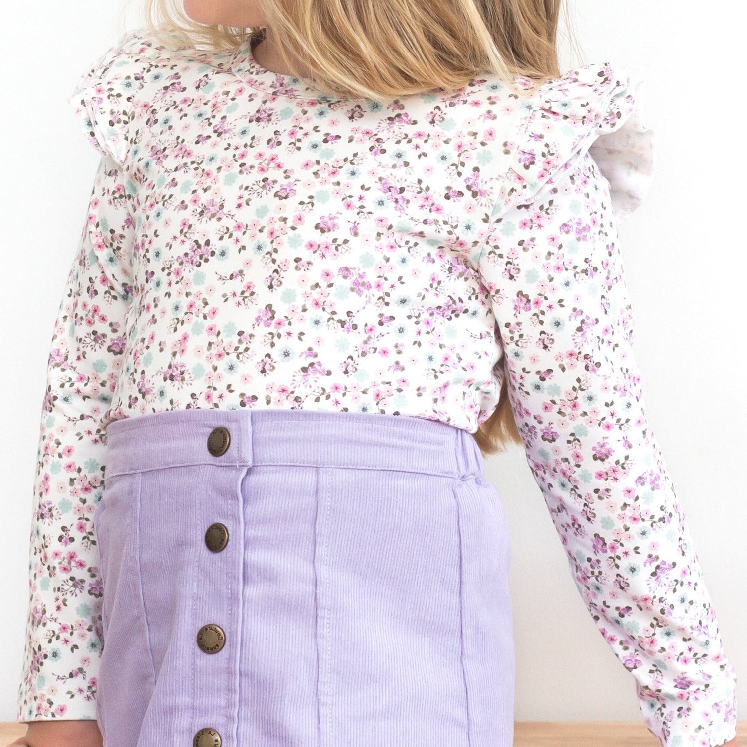 Floral Long Sleeve Flutter - Auriella