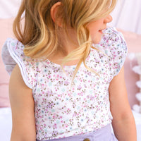 Floral Short Sleeve Flutter - Auriella