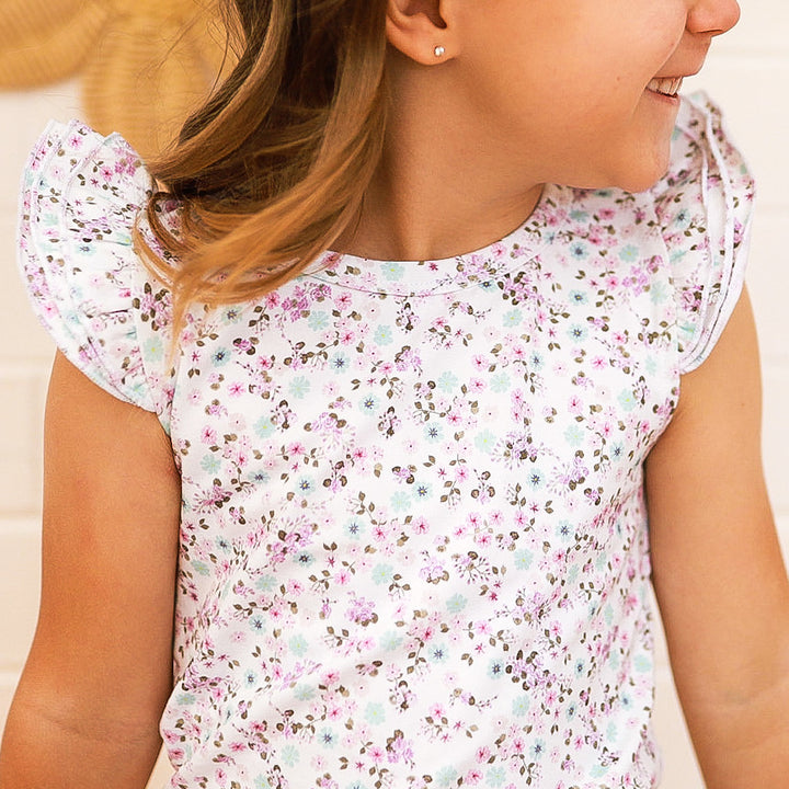 Floral Short Sleeve Flutter - Auriella