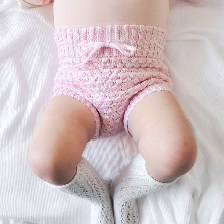 baby pink bubble knitted bloomers