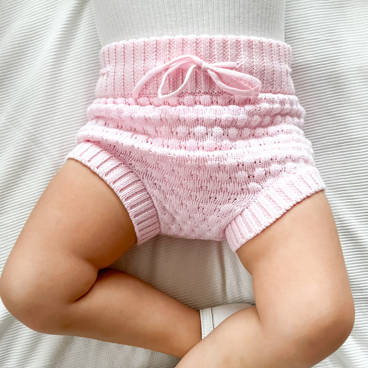 baby pink bubble knitted bloomers