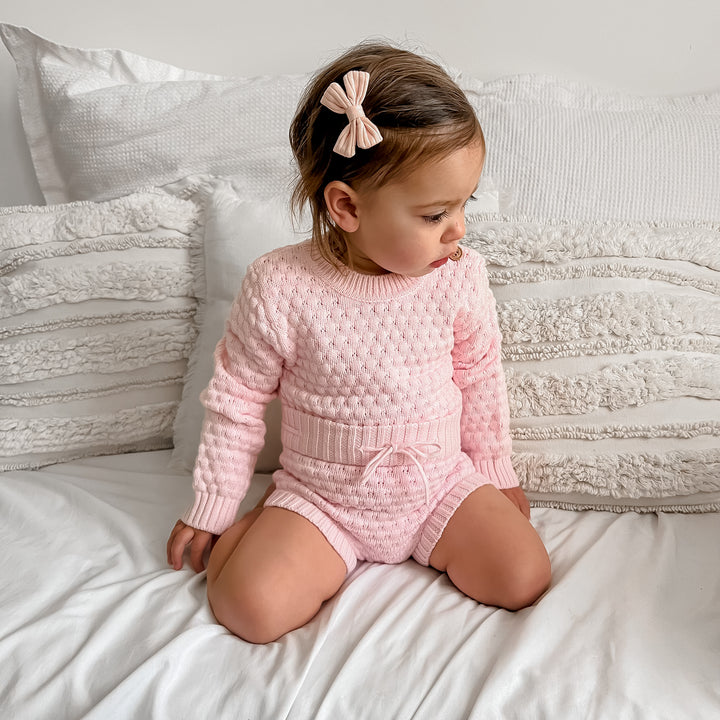 baby pink bubble knitted bloomers