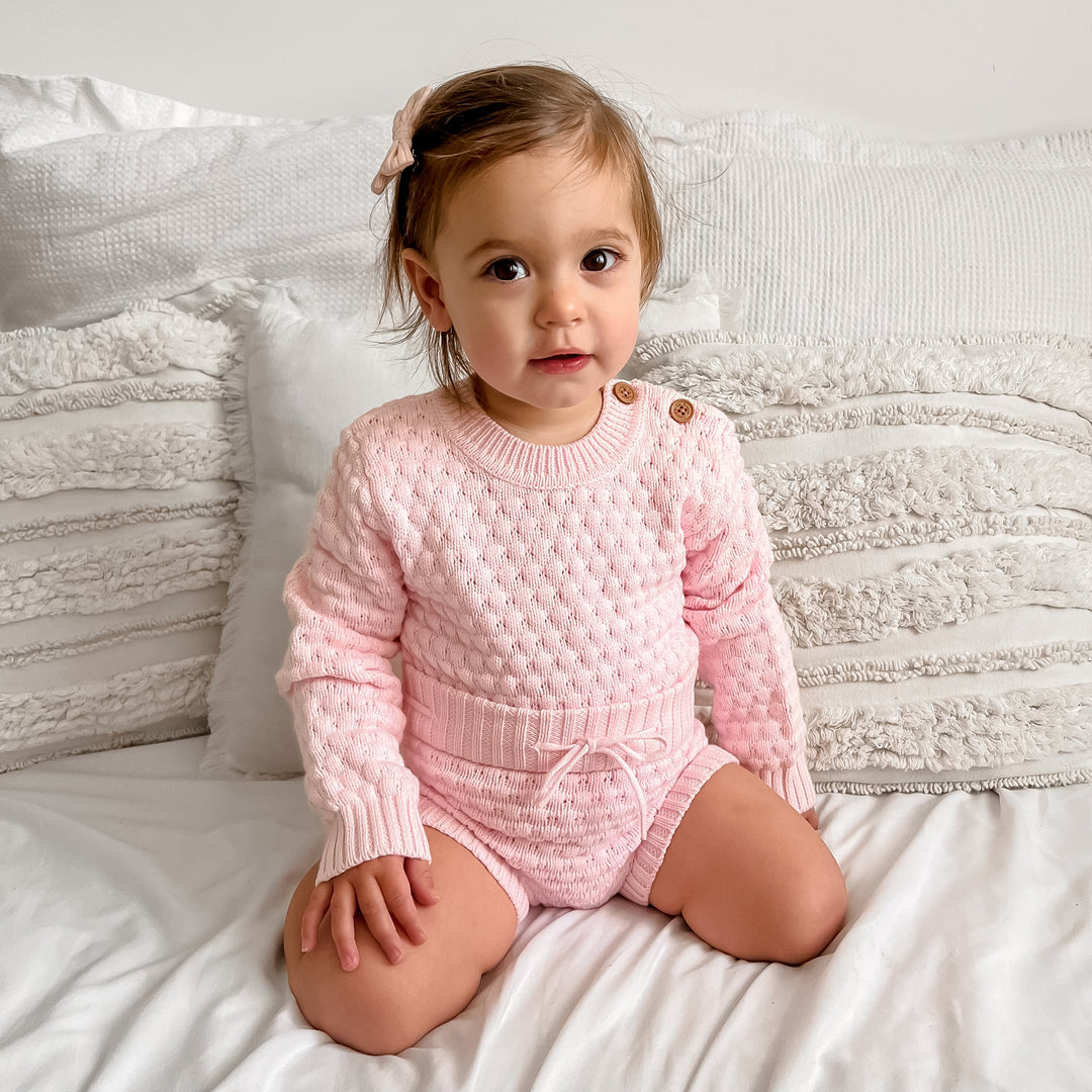 baby pink bubble knitted bloomers