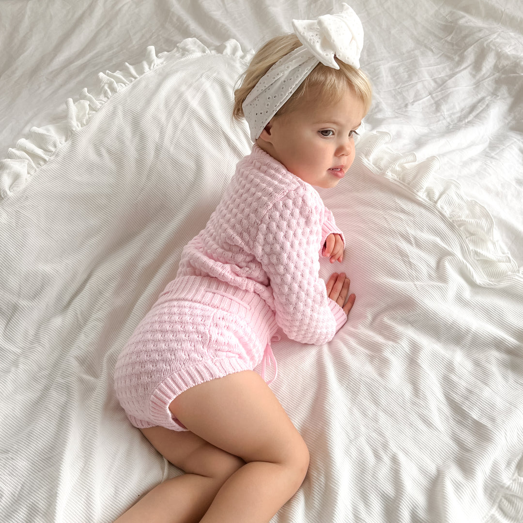 baby pink bubble knitted bloomers