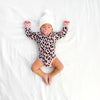 Leopard Knitted Romper - Rosewood