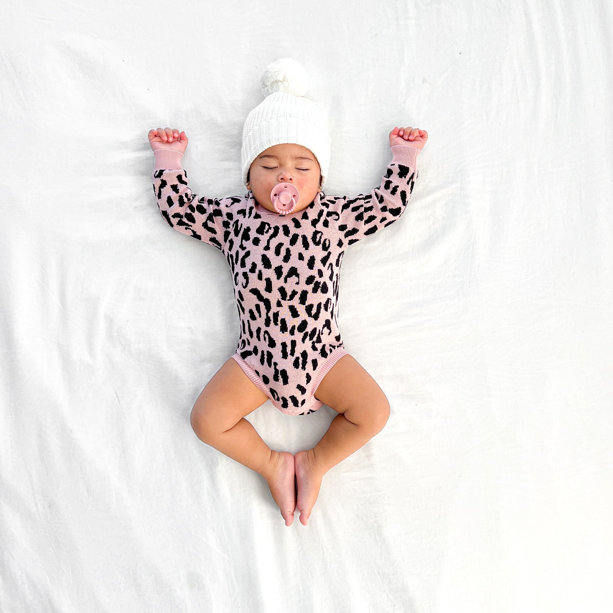 Leopard Knitted Romper - Rosewood
