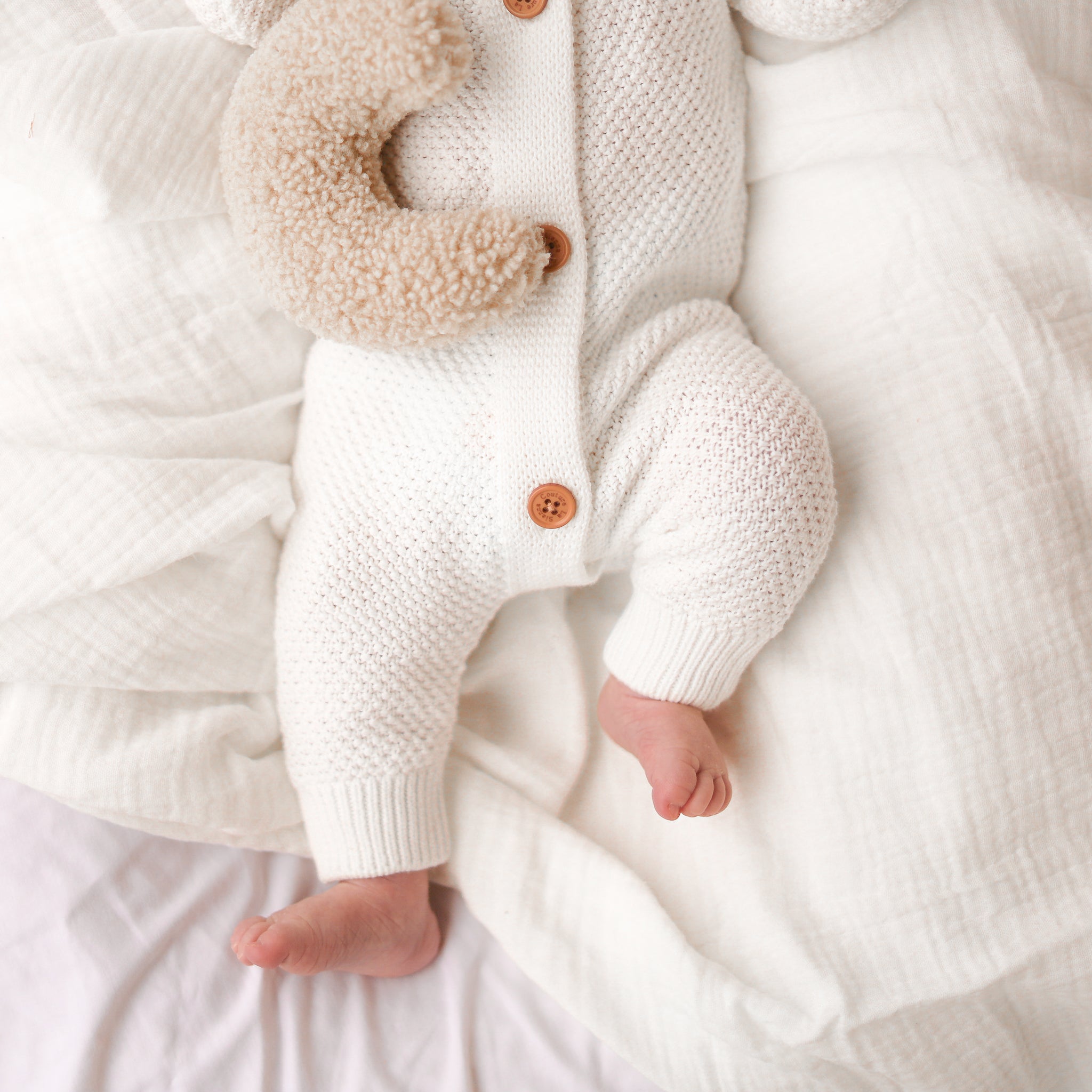 Bear Knitted Romper - Marshmallow – La Sienna Couture