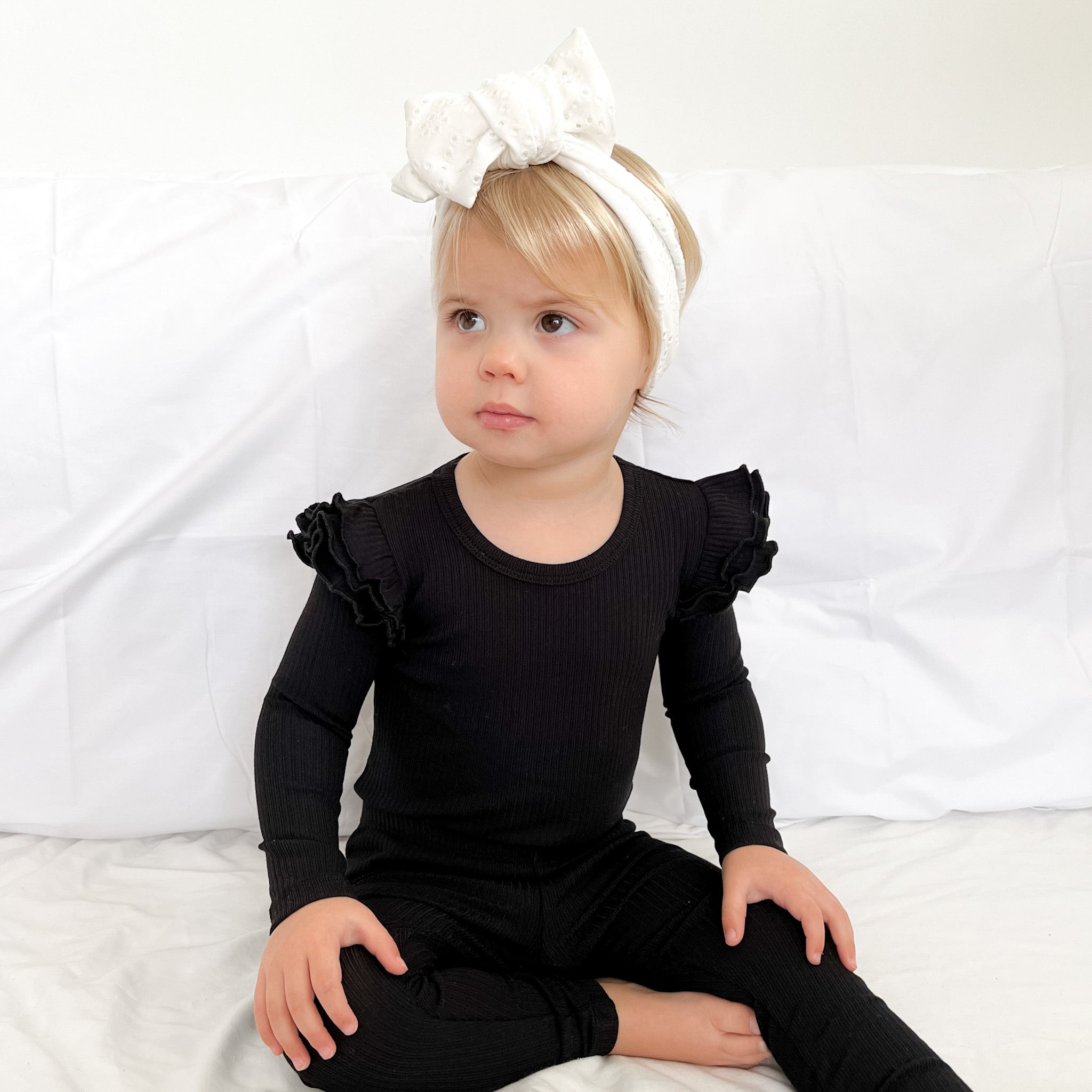 Cozy Long Sleeve Flutter - Black