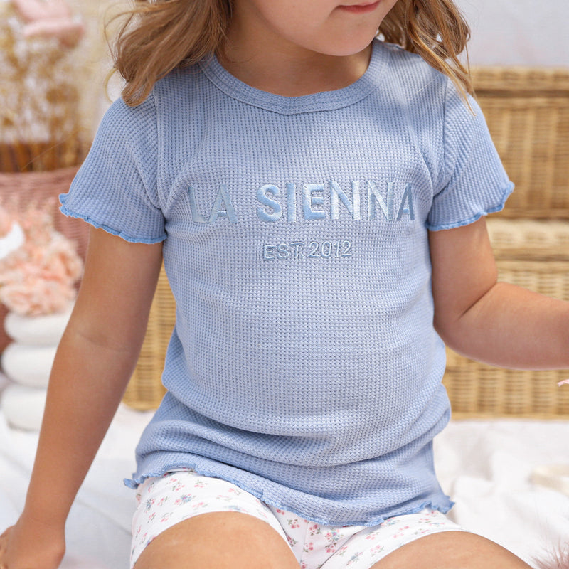 Logo Waffle Tee - Blue Mist