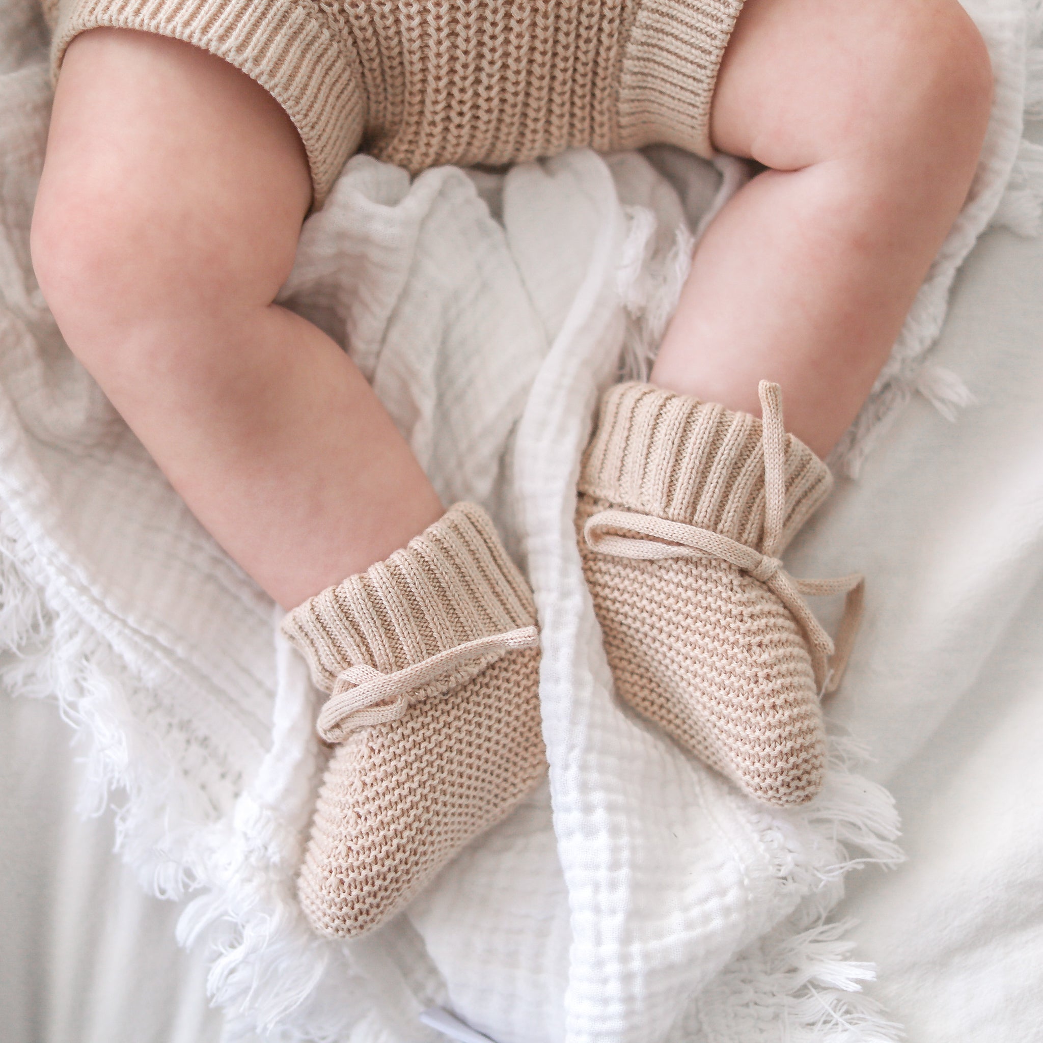 Knitted Booties - Oatmeal