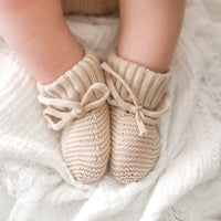 Knitted Booties - Oatmeal