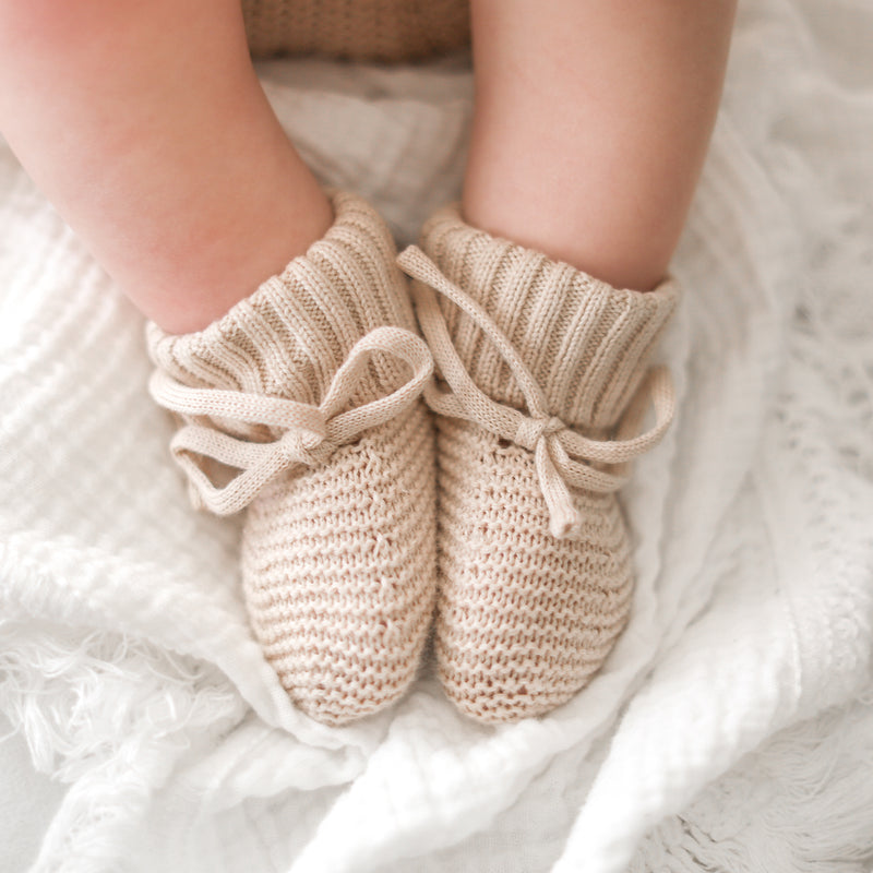 Knitted Booties - Oatmeal