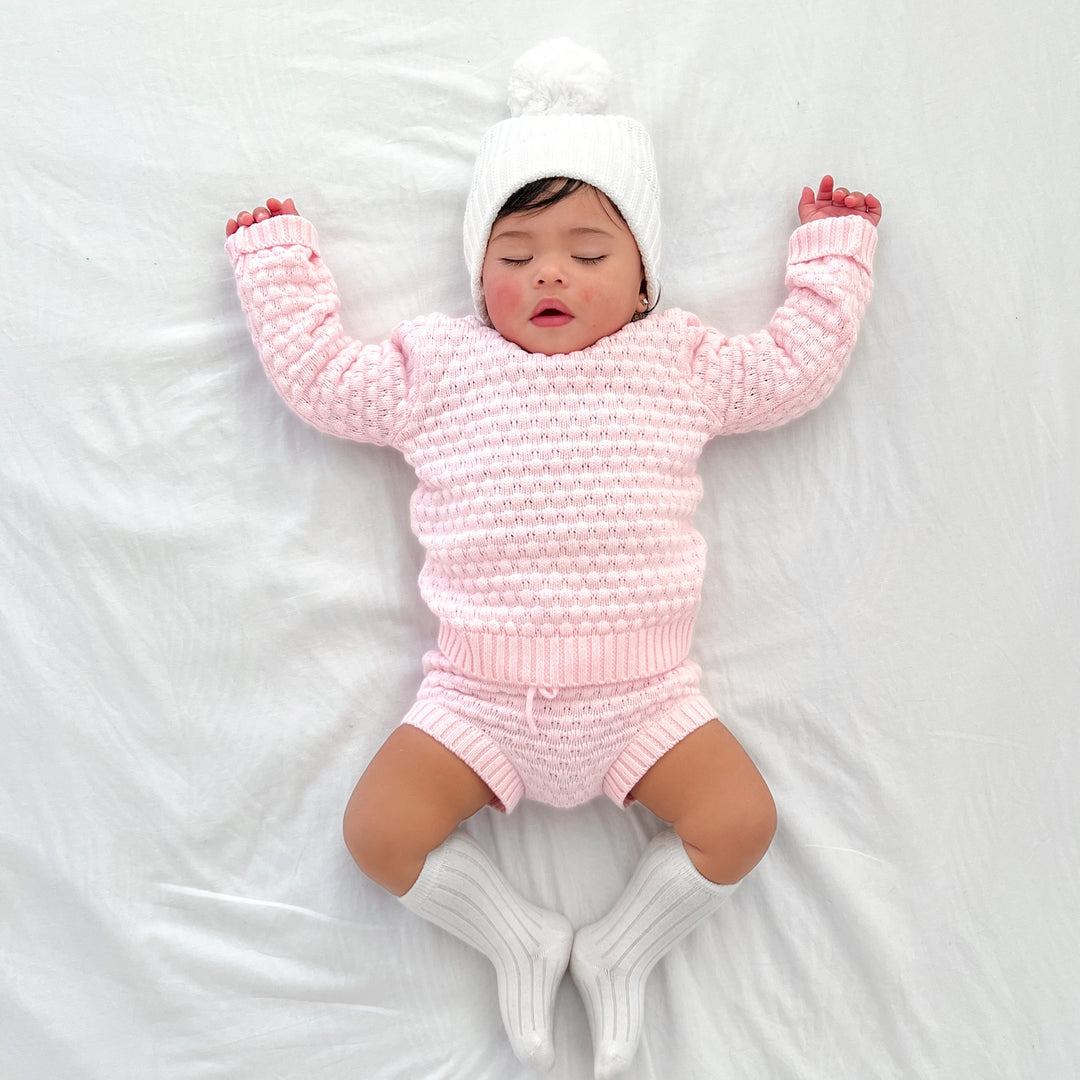 baby pink bubble knitted bloomers