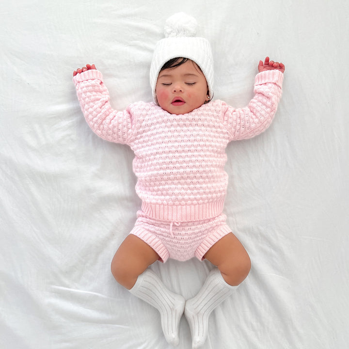 baby pink bubble knitted bloomers