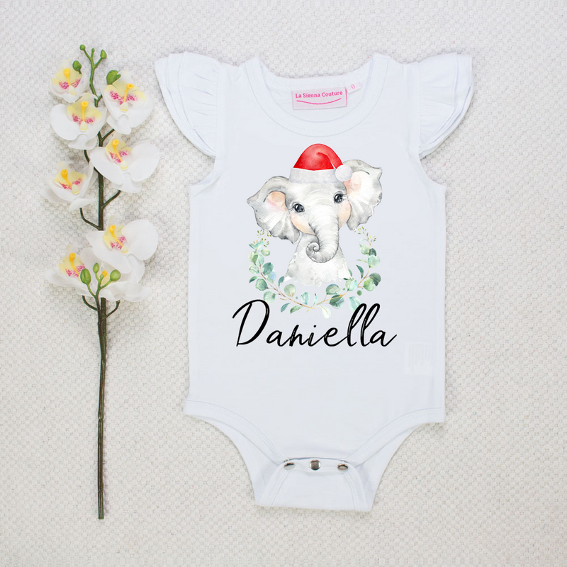 Christmas Animal - Name - Short Sleeve Flutter - Custom