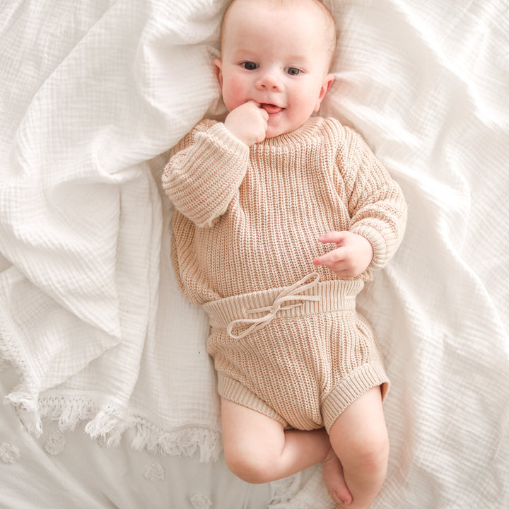 oatmeal baby chunky knitted bloomers