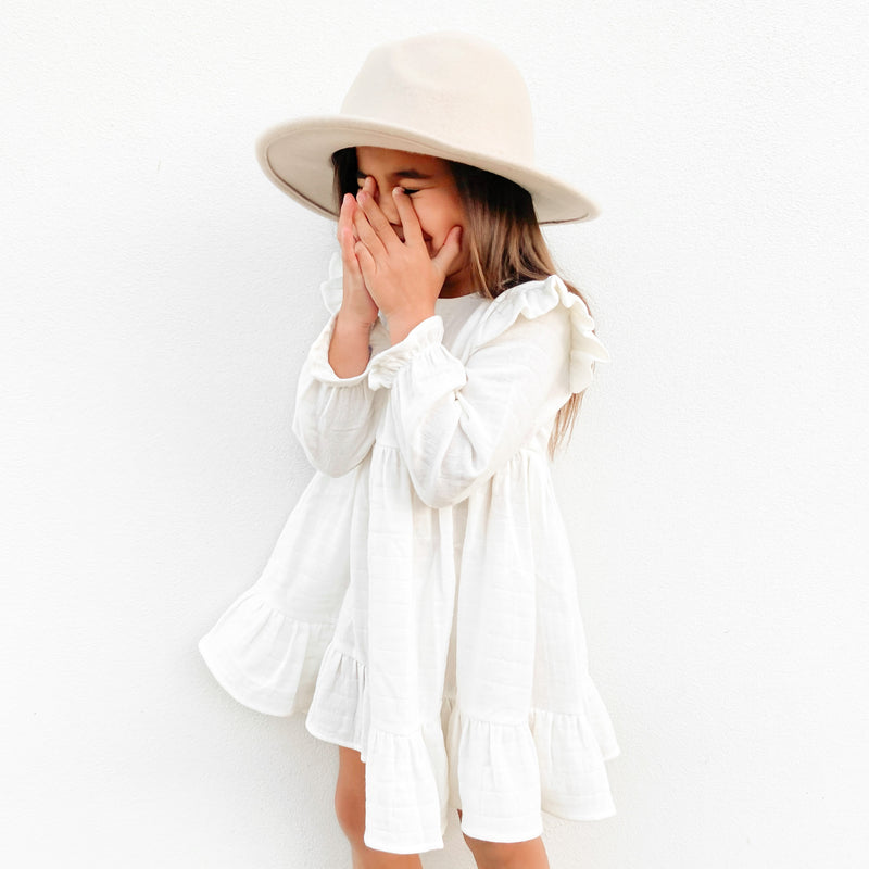 Muslin Ruffle Dress - Coconut