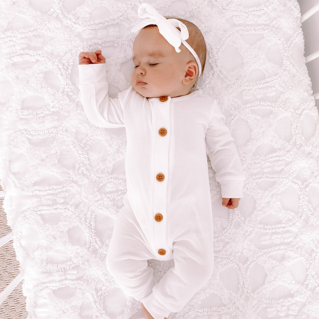 baby long sleeve white romper