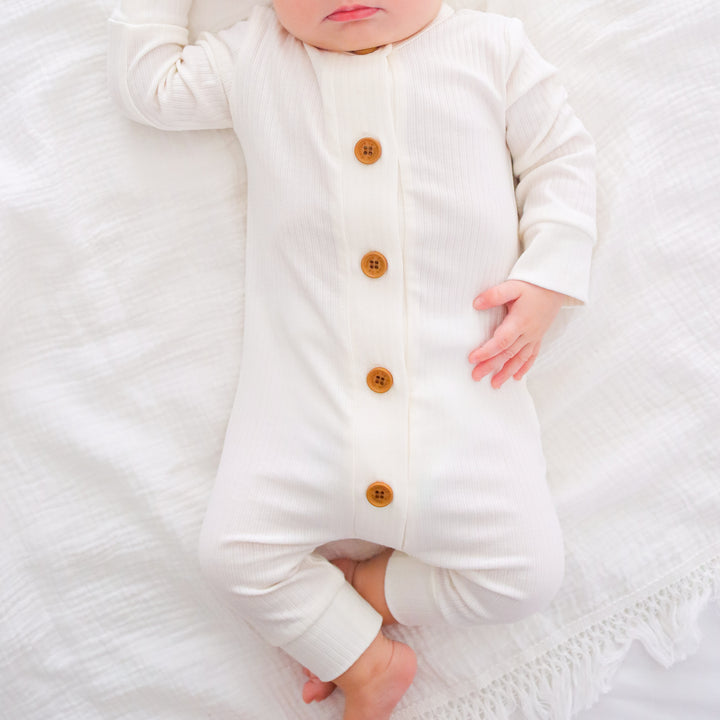 baby long sleeve white romper
