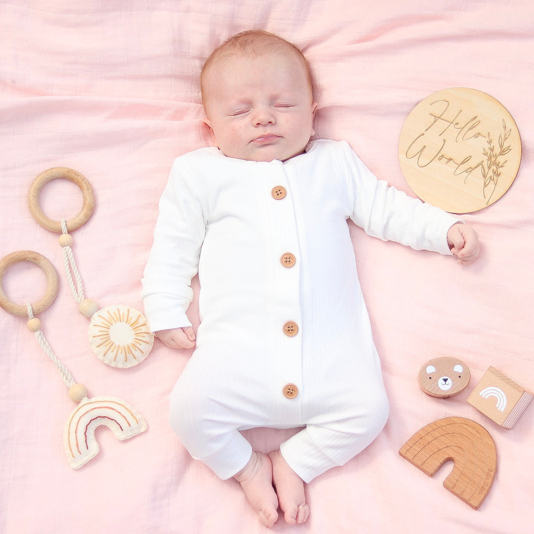 baby long sleeve white romper