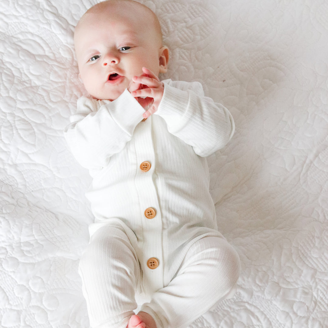 baby long sleeve white romper