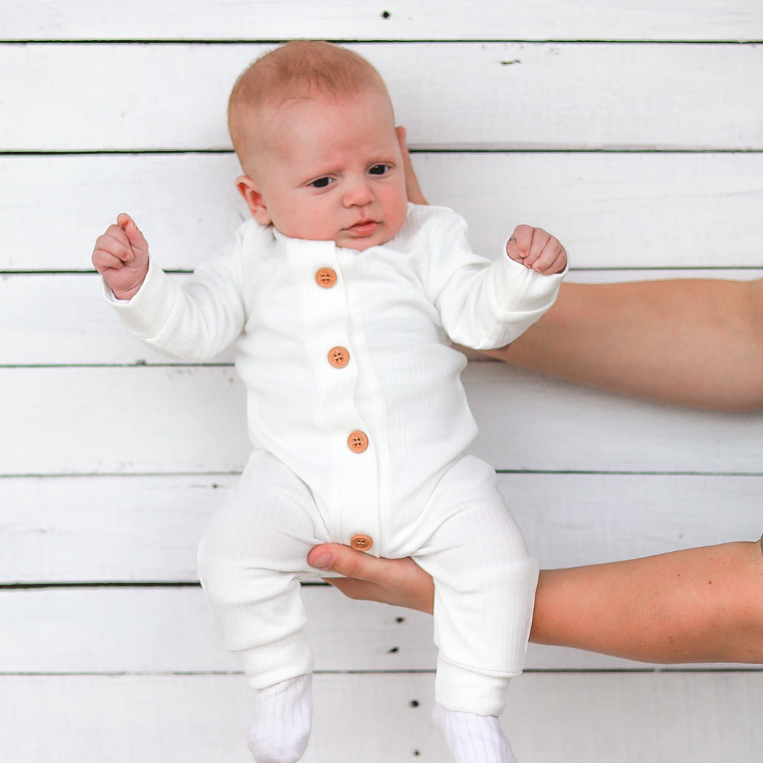 baby long sleeve white romper