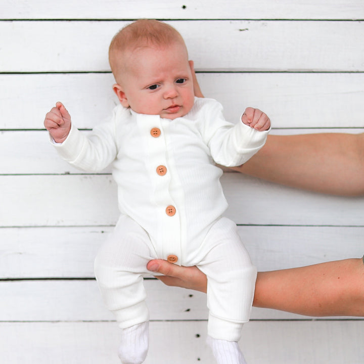 baby long sleeve white romper