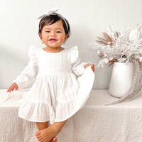 Muslin Ruffle Dress - Coconut