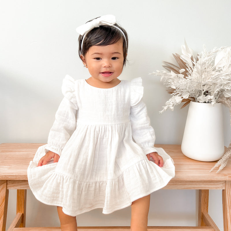 Muslin Ruffle Dress - Coconut