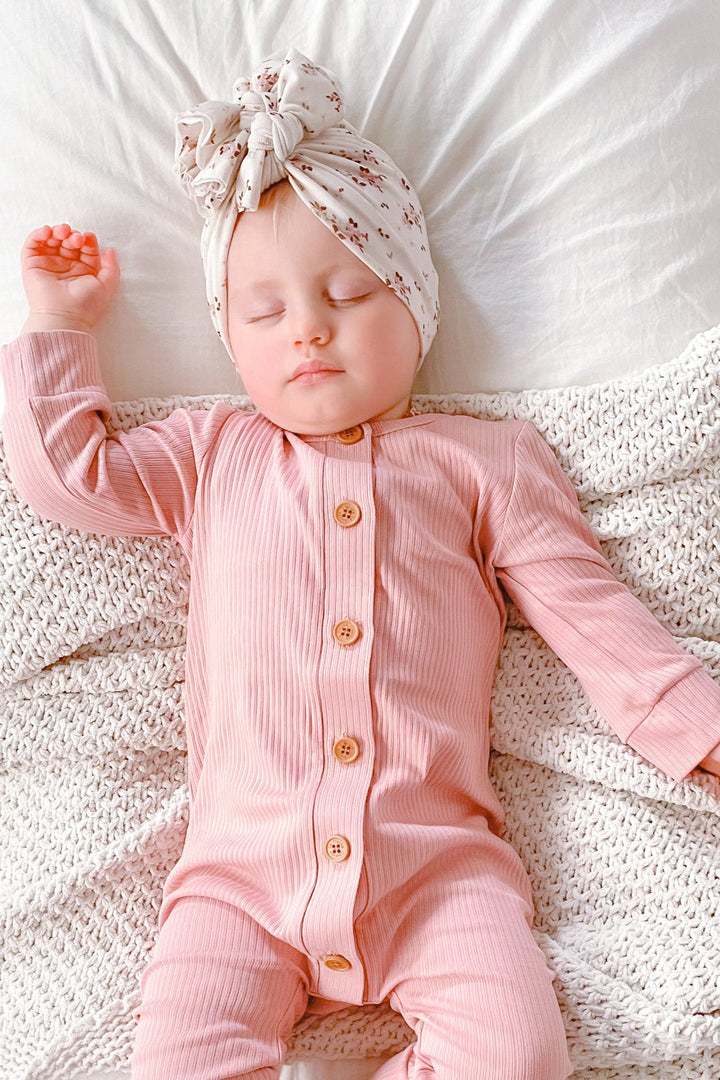 Cozy Long Sleeve Louie Romper - Rosewater