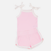 Cozy Vintage Tie-Up Singlet & Shorts Set - Pink Lemonade