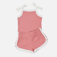 Cozy Vintage Tie-Up Singlet & Shorts Set - Burnt Rose