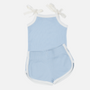 Cozy Vintage Tie-Up Singlet & Shorts Set - Dove Blue