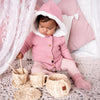 Fur Hood Knitted Cardigan - Rosewater