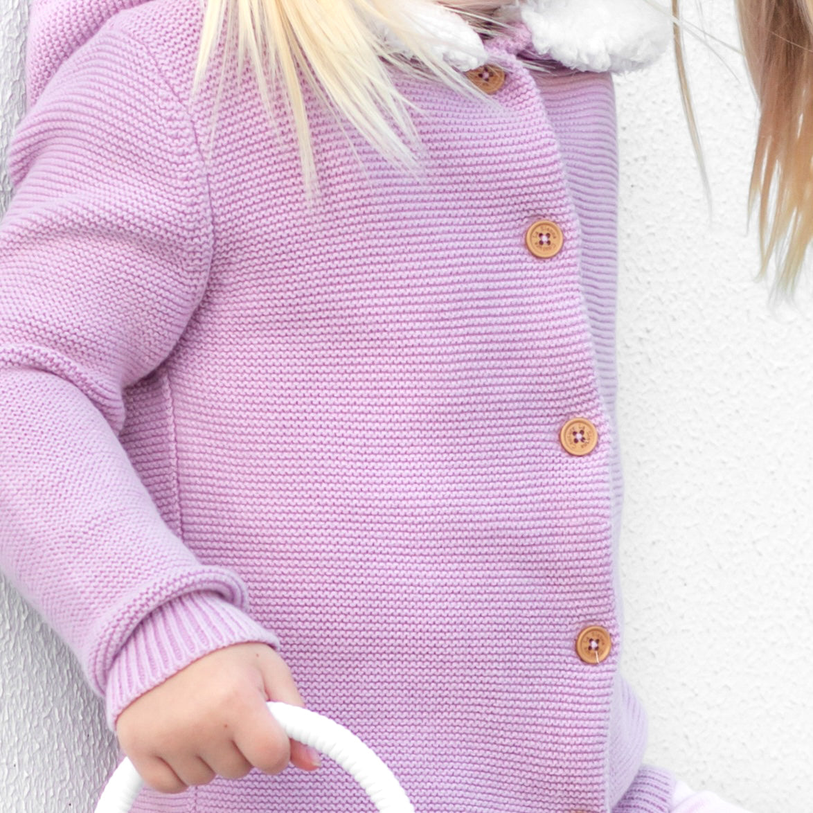 Fur Hood Knitted Cardigan - Deep Orchid