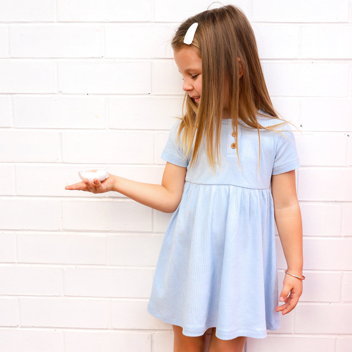 Cozy Basic SS Dress - Dove Blue