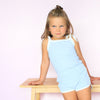 Cozy Vintage Tie-Up Singlet & Shorts Set - Dove Blue