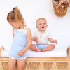 Cozy Vintage Tie-Up Singlet & Shorts Set - Dove Blue