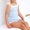 Cozy Vintage Tie-Up Singlet & Shorts Set - Dove Blue