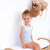 Cozy Vintage Tie-Up Singlet & Shorts Set - Dove Blue