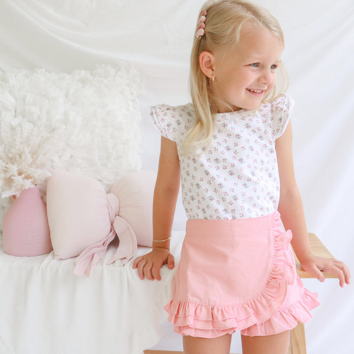 Floral Short Sleeve Flutter - Elyce