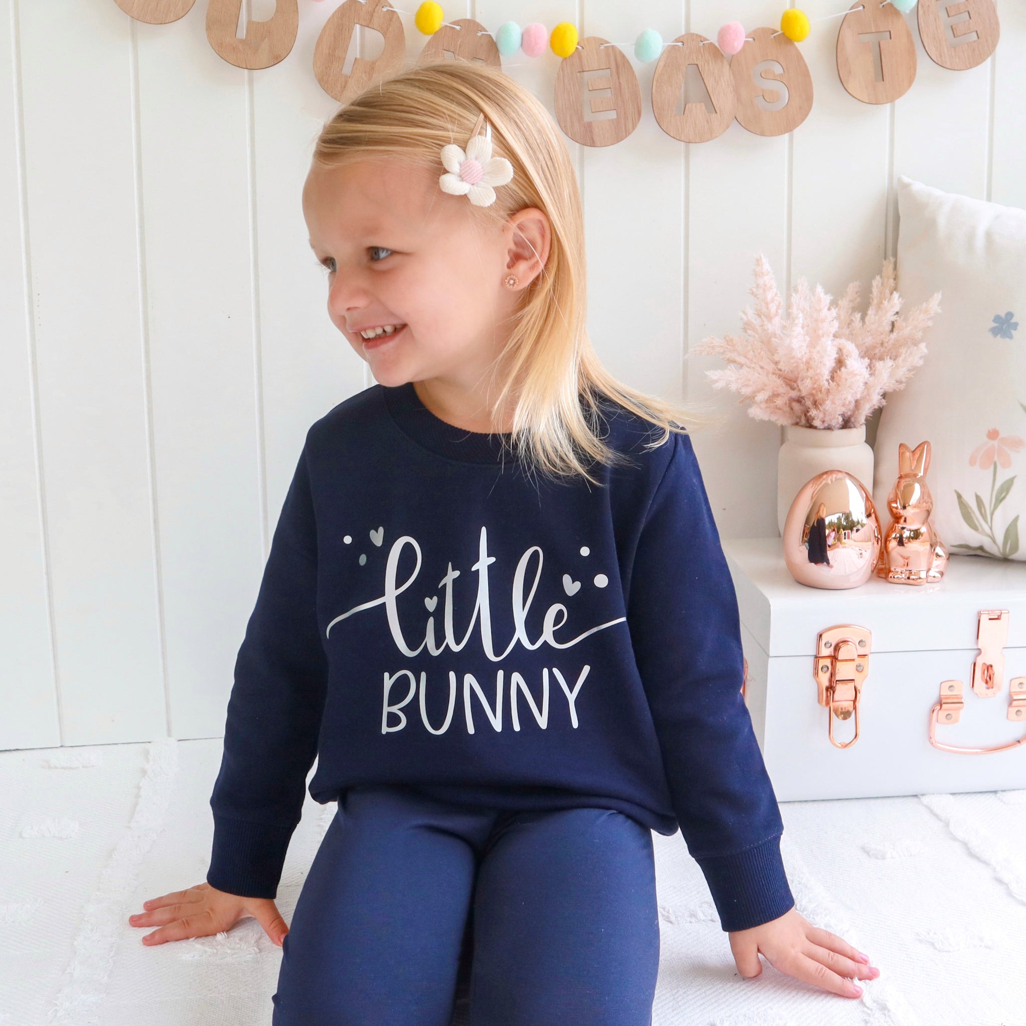 Easter Personalised Crew Neck - Little Bunny - Navy