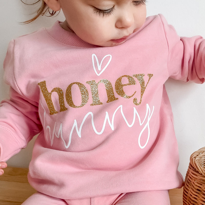 Easter Personalised Crew Neck - Honey Bunny - Pink
