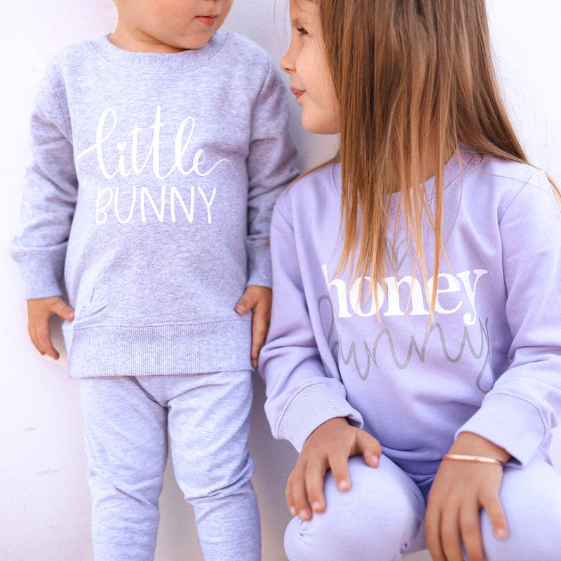 Easter Personalised Crew Neck - Little Bunny - Text Only - Grey