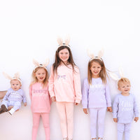 Easter Personalised Crew Neck - Bunny W/ Bow - Peach