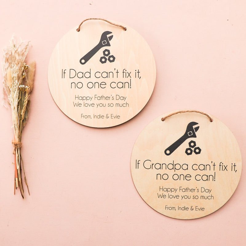 Father's Day Plaque - If... can't fix it - Spanner & Bolts