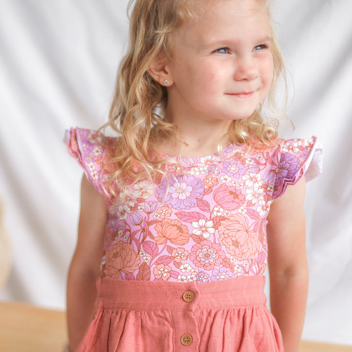 Floral Short Sleeve Flutter - Lainey