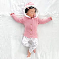 Fur Hood Knitted Cardigan - Rosewater