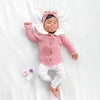 Fur Hood Knitted Cardigan - Rosewater